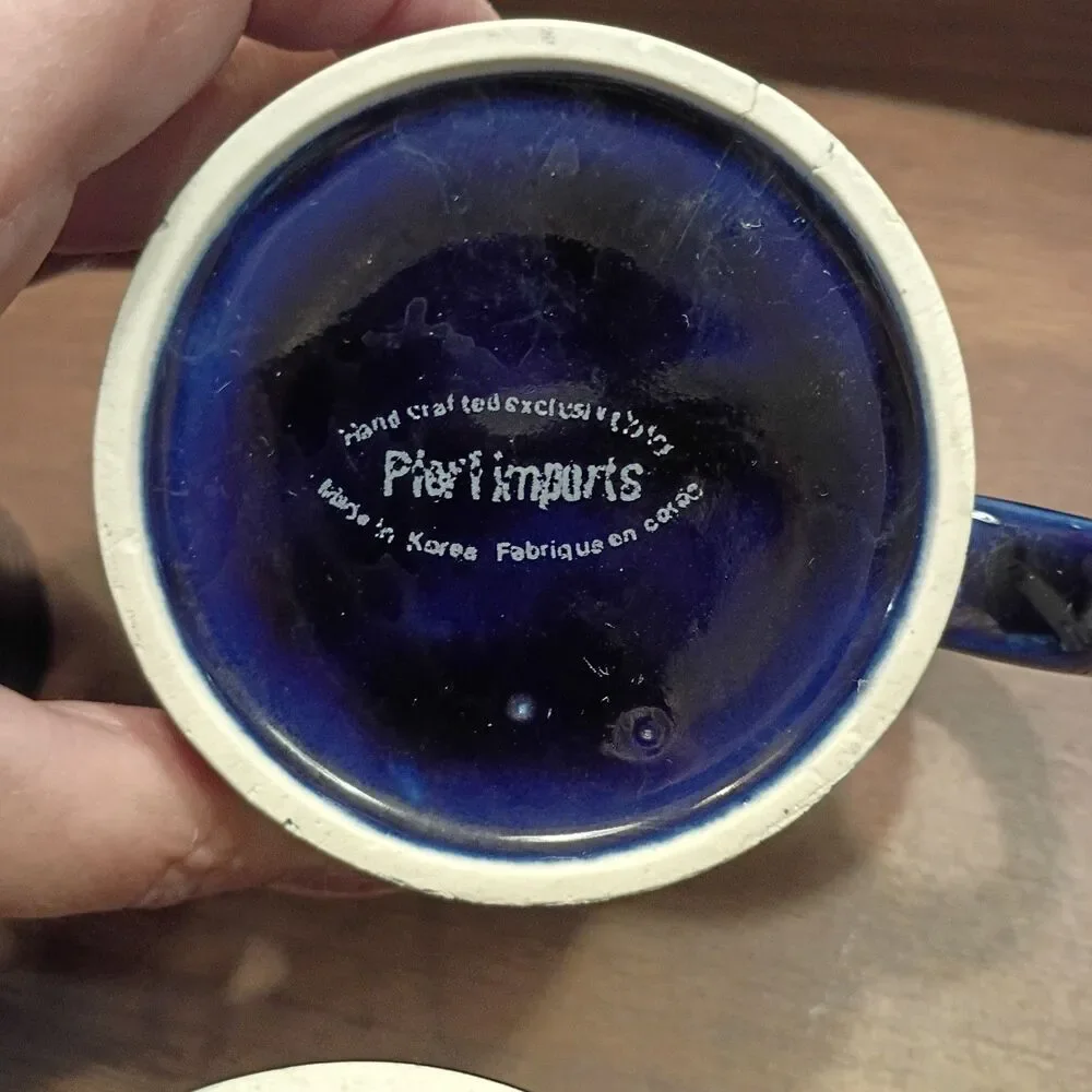 Set of 4 cobalt blue Pier 1 coffee mugs